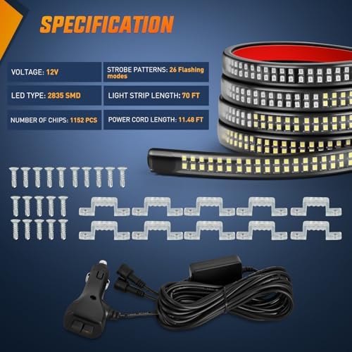 Nilight 2PCS 70 Inch Running Board LED Lights Strip Green White for Truck
