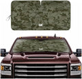 Windshield Sun Shade for GMC Sierra 3500 2015-2019, Foldable Front Window Sunshade, UV Heat Blocker, Interior Protection Sun Shield, Keeps Truck Cab Cool, Heavy-Duty Truck Accessory - Green Camo