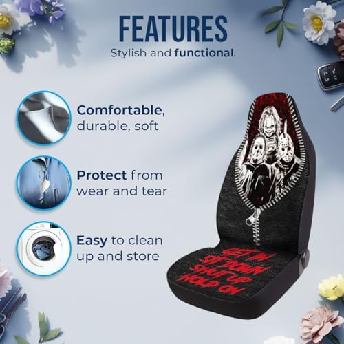 GENANY Masked Horror Group Car Seat Covers, 2-Piece Front Seat Set