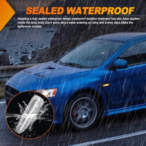 Nilight Fender Side Marker Lights 2PCS for 2008-2018 Lancer Evolution X