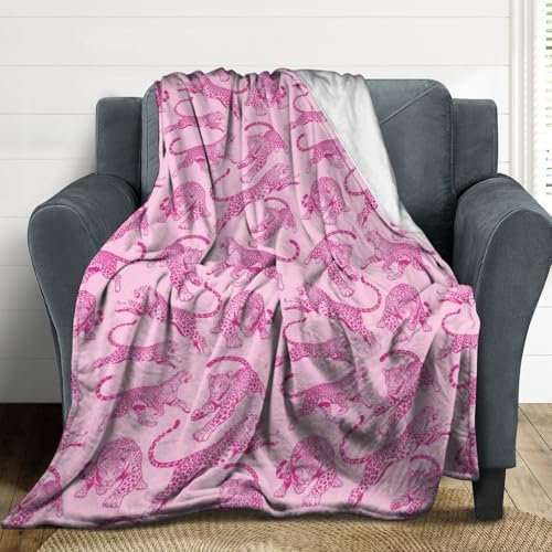 Socira Pink Leopard Blanket Throw Blanket Pink Leopard Gifts for Women Men Soft Sofa Throws for Travel Camping Bed Home Decor Car Birthday Gift 50"*60"（130 * 150cm） by Socira