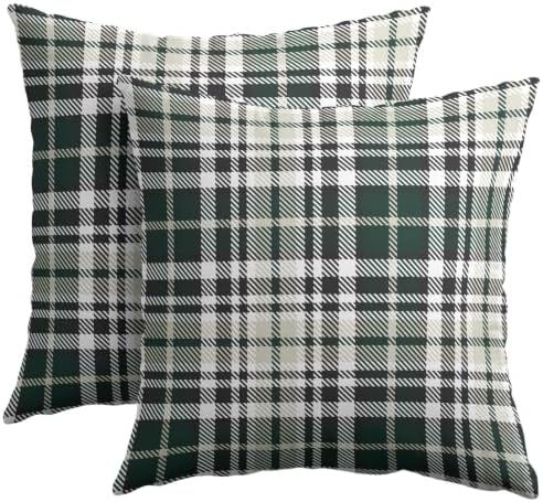 Christmas Plaid Pillow Covers 18x18 Set of 2 Green Highly Absorbent by Unknown