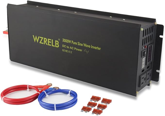 WZRELB Power Inverter 3000W Pure Sine Wave Inverter 24V 120V Dc AC Converter by WZRELB