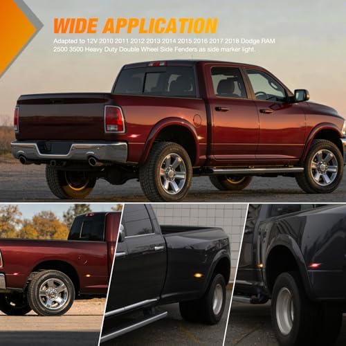 Nilight Wheel Fender Side Marker Lights Compatible With 2010-2018 Dodge Ram