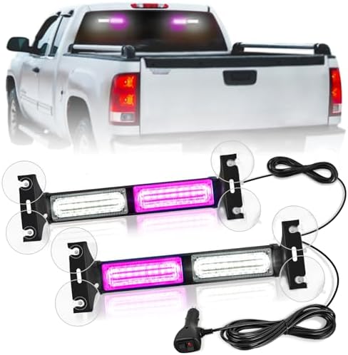 Nilight 40LED Purple White Emergency Strobe Traffic Advisor Light Bar with Suction Cups Dash Safety Warning Hazard Flashing Lights Interior Front/Rear Windshield for Trucks Construction Vehicles