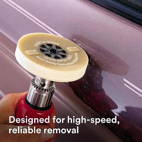 3M Stripe Off Wheel Adhesive Remover Eraser Wheel Removes Decals, Stripes, Vinyl, Tapes and Graphics 4” Diameter x 5/8” Thick 3/8-16 Threaded Mandrel 07498, (Pack of 5)