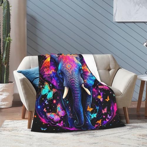 Colorful Elephant Blanket for Women, Gifts for Girls, Galaxy Blankets for Kids, Soft Cozy Lightweight Throw for Bed Sofa Home Travel Room Decor, 50x60 Inch - Image 3