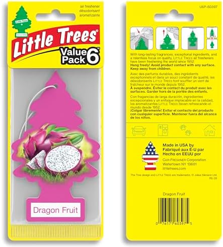 LITTLE TREES Car Air Freshener, 4 Count (Pack of 6), Dragon Fruit
