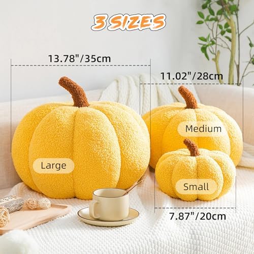 Halloween Pumpkin Pillows Dusty Blue Teddy Fleece 3D Pumpkin Shaped Throw Pillow Small Cute 13.78 Inches Soft Sherpa Decoration Throw for Natural Accent Room Decor - Image 6