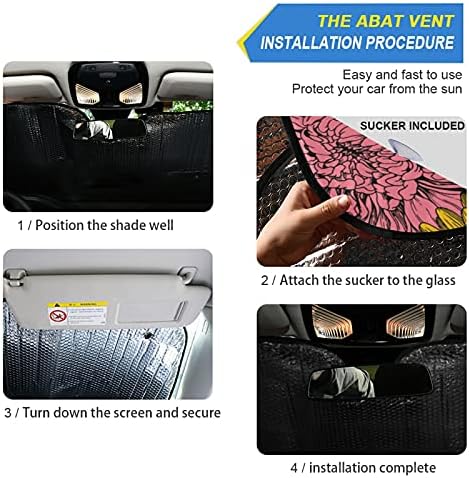 Colorful Flowers Sunflower Car Windshield Sun Shade Chamomile Dahlia Lily Anemone Foldable UV Ray Sun Visor Protector Sunshade to Keep Your Vehicle Cool (55" x 27.6")