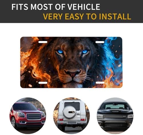 Lion Fire Water Front License Plate 6" * 12" for Women