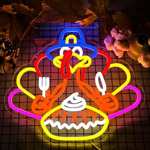 Thanksgiving Turkey Neon Sign Thanksgiving Turkey Decoration Dimmable Thanksgiving Neon Light for Autumn Room Bedroom Table Wall Decor Home Party - Image 2