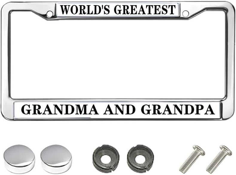 World's Best Grandpa Grandma License Plate Frame Customizable Grandpa Grandma Gifts Metal Chrome Auto License Plate Frame Cover
