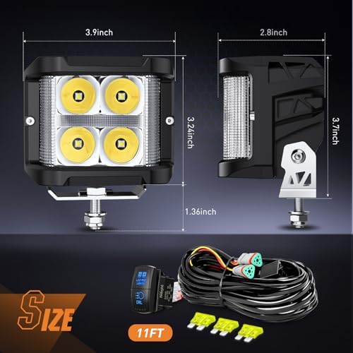 Nilight 4 Inch 26 W Side Shooter LED Light Pods with Amber DRL