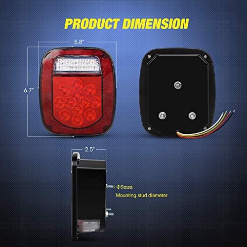 Nilight 2PCS 39 LED Combination Trailer Tail Lights, Universal Stud Mount
