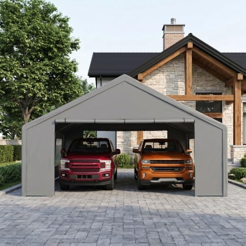 Tooluck Carport 20x20 Heavy Duty 2 Car Carport Canopy, Gray - Image 6
