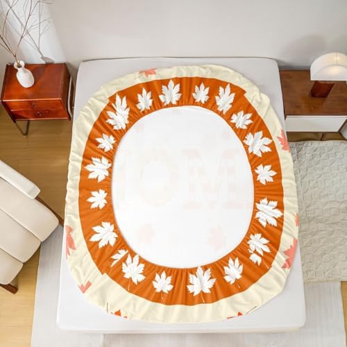 Maple Leaf Pumpkin Wreath Twin Thanksgiving Bedroom Decor Set - Sheets, Rustic Farmhouse Bedding, Fitted Sheet, Orange Flat Sheet, Pillow Case - Image 5