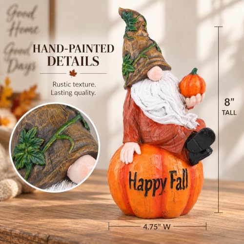 Topadorn 8 Inch Fall Gnome Pumpkin Figurine, Thanksgiving Harvest Decor - Image 2