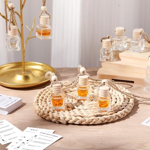 Boao 50Set Hanging Car Freshener Diffuser Bottle, White Card, Cube