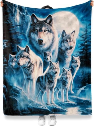 Jekeno Forest Wolves Blanket for Kids Teen Adult, Wolves Gifts 80"x60" - Image 2