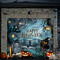 Teenyyou Halloween Garage Door Cover 7 x 8 ft Pumpkin Cemetery Scene by Teenyyou