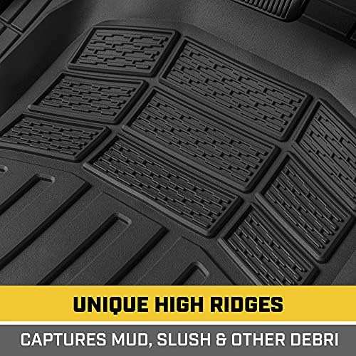 Cat® CAMT-9013 (3-Piece) Heavy Duty Deep Dish Rubber Floor Mats, Trim to Fit for Car Truck SUV & Van, All Weather Total Protection Durable Liners Black, 29.5" L x 21" W x 1" Th