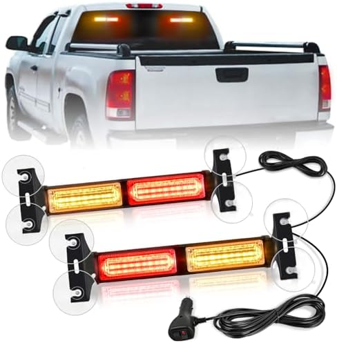 Nilight 40LED Amber Red Emergency Strobe Traffic Advisor Light Bar with Suction Cups Dash Safety Warning Hazard Flashing Lights Interior Front/Rear Windshield for Trucks Construction Vehicles