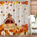 Thanksgiving Turkey Shower Curtain, Fall Autumn Harvest Pumpkins Falling Maple Leaves Thanksgiving Day Bathroom Curtain Waterproof Fabric Machine Washable with Hooks, 60" Wx72 L by Caheansi