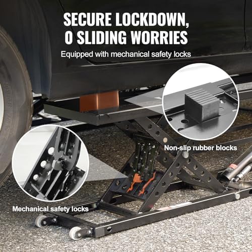 VEVOR Portable Car Lift - 5,000 LBS Capacity, Extended-Length Plates, 25.6" Max. Height, Heavy-Duty Carbon Steel Truck Lift with 120V Power Unit - Image 4