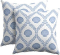Light Blue Coastal Pillow Covers 24x24 Set of 2 Ocean Coral Shell Pattern Outdoor Decorative Linen Summer Throw Pillows Cases with Zipper Cushion Cover Rustic Decoration Farmhouse Sofa Couch Bed Decor by Trongr
