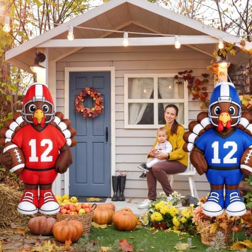 Copkim 4 Pack Thanksgiving Windsocks, Football Turkey Outdoor Hanging Decor - Image 3