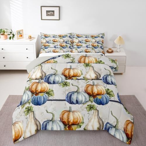 Erosebridal Pumpkin Comforter Set Thanksgiving Fall Season Bedding King - Image 3