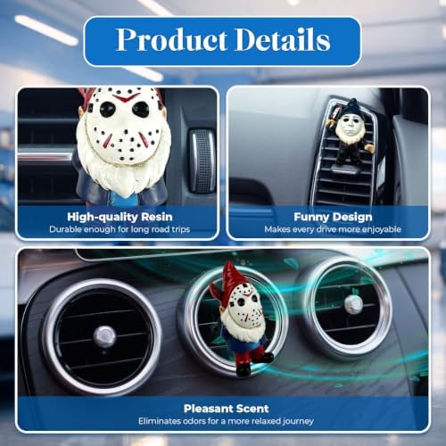 GENANY 3D Resin 2Pcs Spooky Gnome Car Freshener Clip Hand Painted Masked