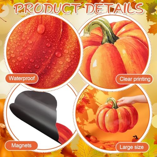 Tellegloww 10 Pcs 12 Inch Fall Football Garage Door Decoration Magnets Autumn Garage Door Magnets with Pumpkin Maple Leaf Happy Fall Magnet Decal Sticker for Thanksgiving Garage Door Car Refrigerator - Image 5