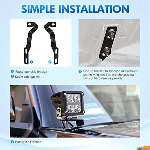 Nilight 2PCS Ditch Light Mount Bracket for Toyota Tacoma 3rd Gen 2016-2021