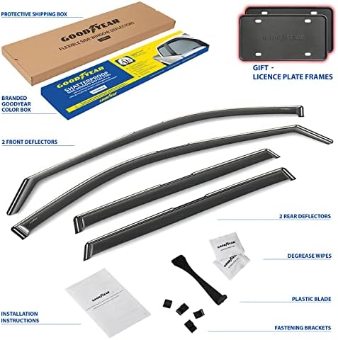 Goodyear Shatterproof in-Channel Window Deflectors for Nissan Rogue 2021-2026, Rain Guards, Window Visors for Cars, Vent Deflector, Car Accessories, 4 pcs - GY008432