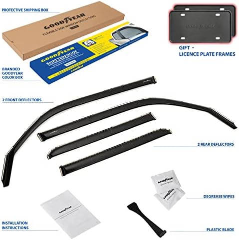 Goodyear Shatterproof in-Channel Window Deflectors for Toyota 4Runner 2010-2024, Rain Guards, Window Visors for Cars, Vent Deflector, Car Accessories, 4 pcs - GY003422LP