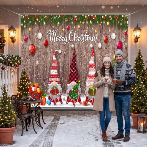 Teenyyou Christmas Garage Door Cover 7 x 8 Ft Gnomes Holiday - Image 6