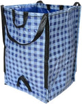DURASACK Heavy Duty Home and Yard Bags 48-Gallon Reusable Self-Standing Lawn and Leaf Bags Garbage Can with Reinforced Handles, Gingham Blue, 3 Pack by DURASACK