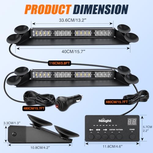 Nilight 32LED Green White Dash Strobe Light w/Controller Windshield