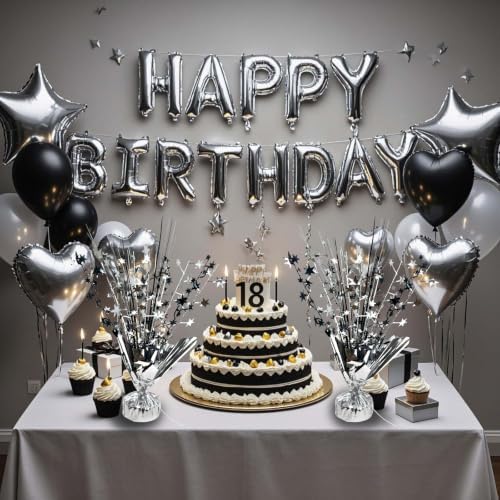 Black and Silver Party Decoration Birthday Table Centerpiece Burst - Image 2