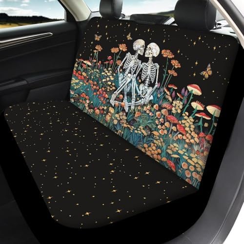 Skull Floral Starry Night Print Car Seat Covers 4Pcs Front & Rear Breathable Seat Covers Universal Fits for Truck, Sedan, SUV Auto Interior Protector Car Accessories