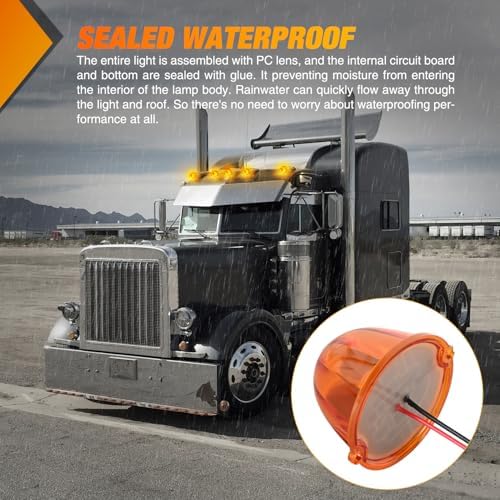 Nilight Cab Roof Marker Light 5 PCS 18 LED Amber Torpedo Top Clearance Lamp
