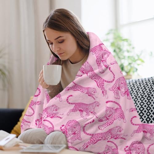 Socira Pink Leopard Blanket Throw Blanket Pink Leopard Gifts for Women Men Soft Sofa Throws for Travel Camping Bed Home Decor Car Birthday Gift 60"*80"（150 * 200cm） - Image 5