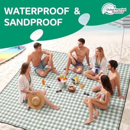 RYCHIC Waterproof Picnic Blanket Beach Mat Outdoor Rug Outside Matt Extra Large Water Sand Proof Fold Up Xl Pic nic Weighted Thick Padded Roll Up Grass Lawn Yard Festival Concert Travel Essential Gift - Image 3