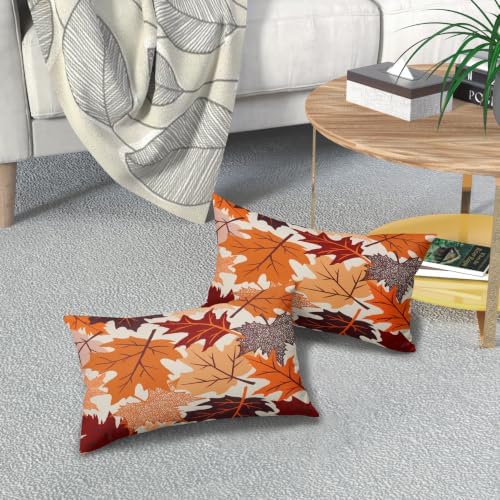 Fall Leaves Pillow Covers 12x20 Set of 2, Maple Leaf Autumn Harvest Thanksgiving Decorative Lumbar Throw Pillow Cases Holiday Outdoor Seasonal Farmhouse Decor for Sofa Couch Bed - Image 7