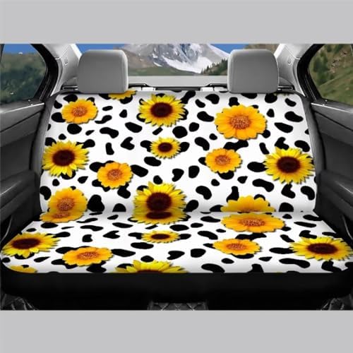 Car Rear Seat Covers,Cow Sunflower Auto Back Seat Protector Decoration Non-Slip Mat Flat Cloth Vehicles Rear Bench Cover for Women Men