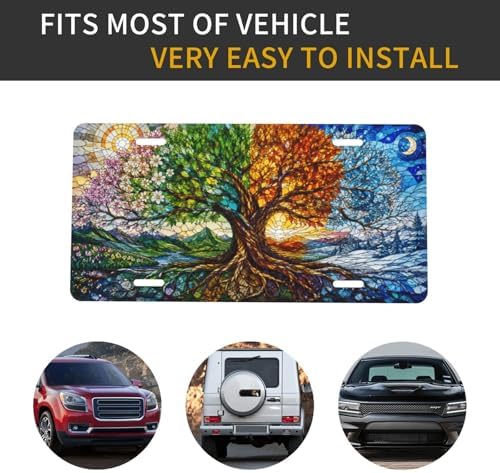 Stained Glass Tree of Life2 License Plate - 6x12 Inch Aluminum Novelty Decorative Vanity Metal Front Car Plate for Women Men - Image 4
