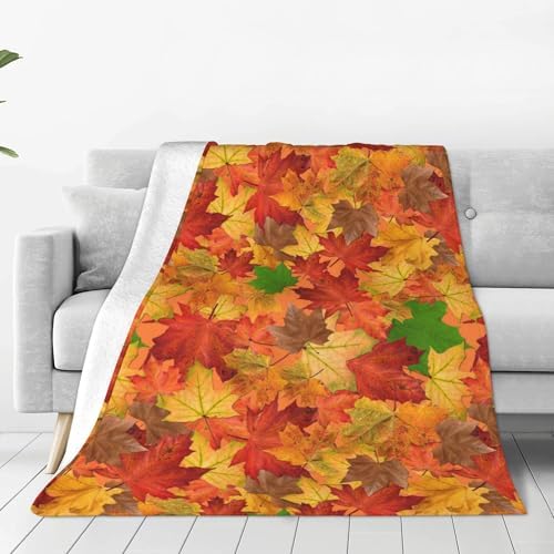 Fall Maple Leaves Throw Blanket - Soft, Cozy, Fluffy, Warm for Kids, Women, Men - Autumn Leaf Blanket for Sofa, Couch, Bed, Home Fall Decor, Christmas, Birthday Gifts - 80"X60" by Cvrozpwy