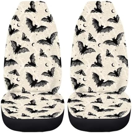 Halloween Black Bat Car Seat Cover for Women Men Fashion Soft Car Front Seat Decoration Auto Accessories Protectors Decor Fit for Car SUV Sedan Truck